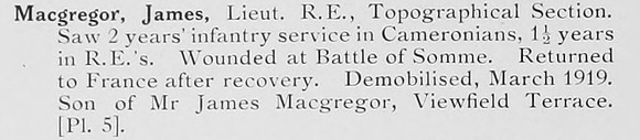 MacGregor J Lt Royal Engineers Photo Available Plate 5