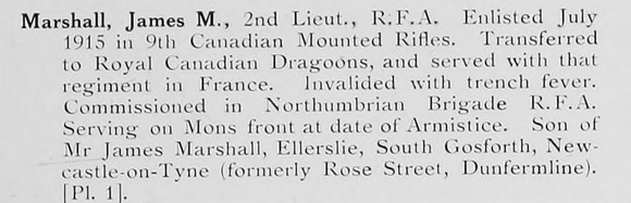 Marshall J M 2nd Lt Royal Field Artillery Photo Available Plate 1