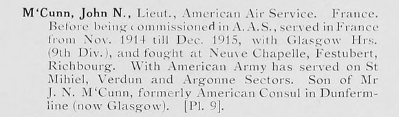 McCunn J N Lt American Air Service Photo Available Plate 9