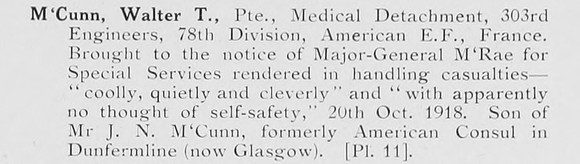 McCunn W T Pte Medical Detachment American Expeditionary Force Photo Available Plate 11