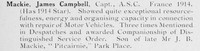 Mackie J C Captain Army Service Corps