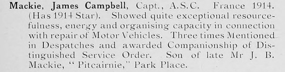 Mackie J C Captain Army Service Corps