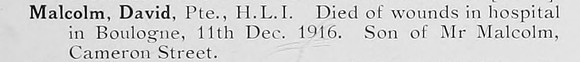 Malcolm D Pte Highland Light Infantry