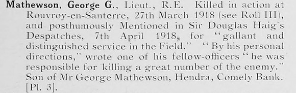 Mathewson G G Lt MID Royal Engineers Photo Available Plate 3