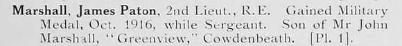 Marshall J P 2nd Lt Royal Engineers Photo Available Plate 1
