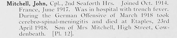 Mitchell J Cpl 2nd Seaforth Highlanders Photo Available Plate 12