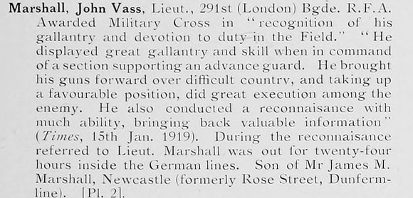 Marshall J V Lt MC Royal Field Artillery Photo Available Plate 2