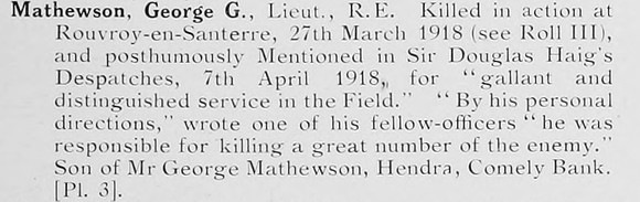 Mathewson G G Lt Royal Engineers Photo Available Plate 3