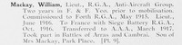 MacKay W Lt Royal Garrison Artillery Photo Available Plate 9