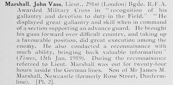 Marshall J V Lt MC Royal Field Artillery Photo Available Plate 2