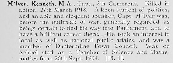 McIver K  Captain 5th Cameron Highlanders Photo Available Plate 1