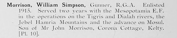 Morrison W S Gnr Royal Garrison Artillery Photo Available Plate 10