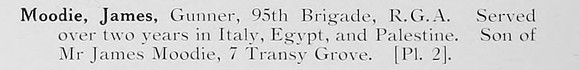 Moodie J Gnr Royal Garrison Artillery Photo Available Plate 2
