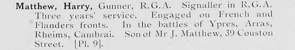 Matthew H Gnr Royal Garrison Artillery Photo Available Plate 9