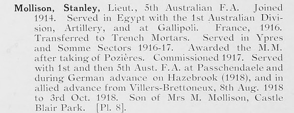 Mollison S Lt Australian Field Artillery Photo Available Plate 8