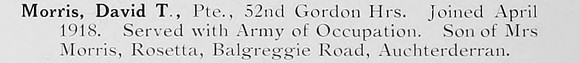 Morris D T Pte 52nd Gordon Highlanders