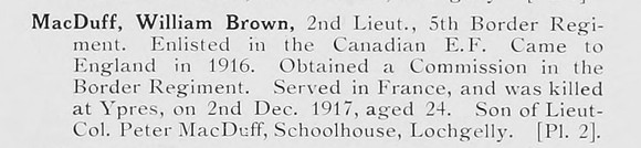MacDuff W B 2nd Lt 5th Border Regiment Photo Available Plate 2