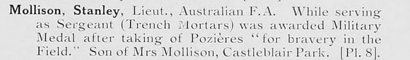 Mollison S Lt MM Australian Field Artillery Photo Availble Plate 8