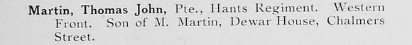 Martin T J Pte Hampshire Regiment