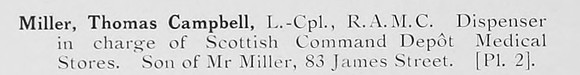 Miller T C LCpl Royal Army Medical Corps Photo Available Plate 2