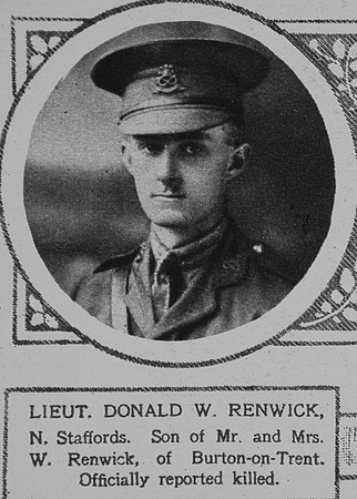 Renwick D W Lt 1st North Staffs Regiment The Illustrated London News 14th Jul 1917