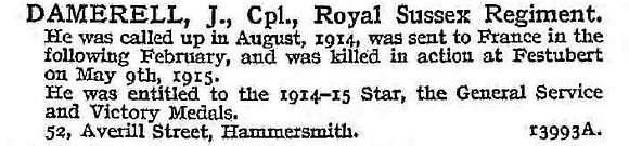 Damerell J Cpl Royal Sussex Regiment
