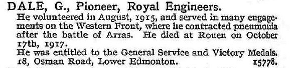 Dale G Pnr Royal Engineers