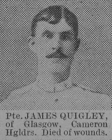 Quigley J Pte 7314 1st Cameron Highlanders The Vivid 27th Feb 1915