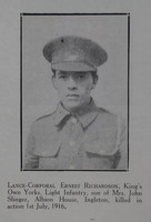 Richardson E LCpl 8th KOYLI Craven Roll Of Honour