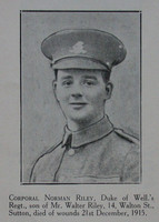 Riley N Cpl 9th West Riding Regt Craven Roll Of Honour