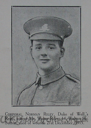 Riley N Cpl 9th West Riding Regt Craven Roll Of Honour