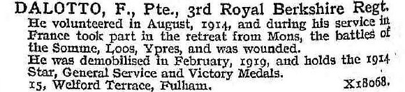 Dalotto F Pte 3rd Royal Berkshire Regiment