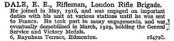 Dale E E Rfn 5th London Regiment