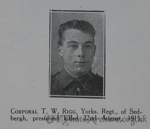 Rigg T W Cpl 6th Yorkshire Regt Craven Roll Of Honour