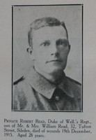 Read R Pte 9th West Surrey Regt Craven Roll Of Honour