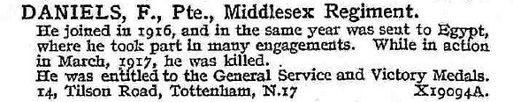 Daniels F Pte Middlesex Regiment