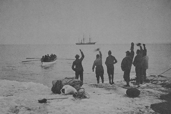 Captain Scotts Expedition Left Behind In Victoria Land With the Terra Nova In The Distance