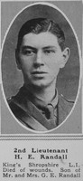 Randall H E 2nd Lt 7th King's Shropshire Light Infantry The Sphere 20th Mar 1919