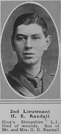 Randall H E 2nd Lt 7th King's Shropshire Light Infantry The Sphere 20th Mar 1919