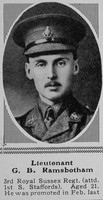 Ramsbotham G B Lt 3rd Royal Sussex Regiment The Sphere 16th Oct 1915
