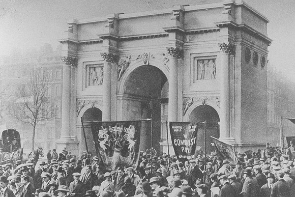 Mounted Police Escort A March By The Communist Party By Marble Arch 1920s