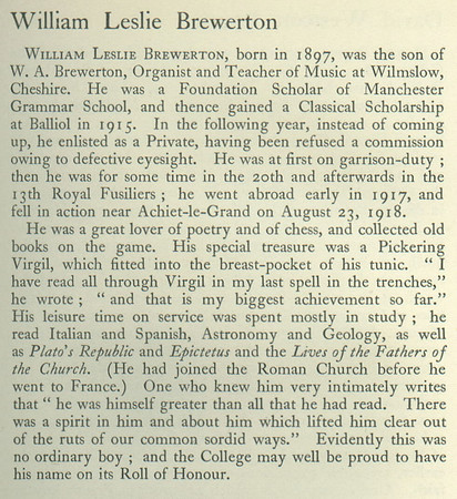 Brewerton W L Pte 228465 13th Royal Fusiliers Obit