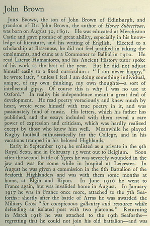Brown J Lt MC 6th Seaforth Highlanders Obit Part 1