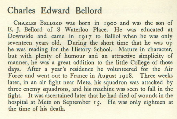 Bellord C E 2nd Lt Royal Air Force Obit