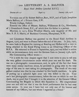 Balfour A S 2nd Lt Royal Flying Corps Obit
