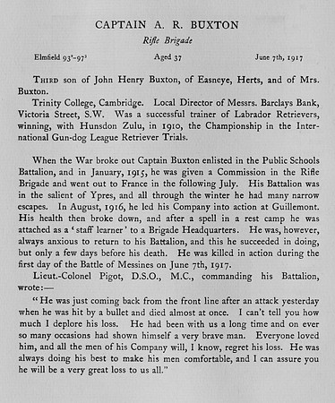 Buxton A R Captain Rifle Brigade Obit