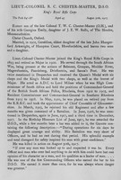 Chester-Master R C Lt Col DSO Kings Royal Rifle Corps Obit