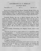 Barclay D F Lt 2nd Dragoon Guards Obit