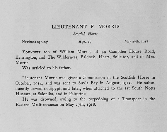 Morris F Lt Scottish Horse Obit