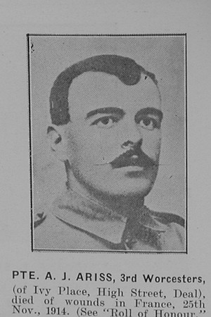 Ariss A J Pte 6329 3rd Worcestershire Regiment